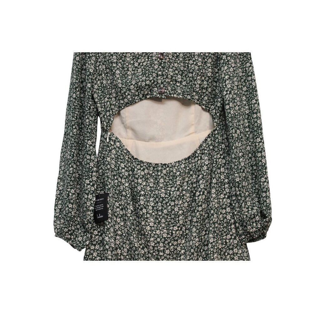 Lulus Mini Dress Size Large Green Floral Ruffle Feminine Dainty Blooming Darling - Picture 11 of 13